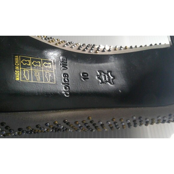 Dolce Vita Brenna Mixed Metal Studded Taupe Leather Platform Pump Heel Size 10M - Picture 7 of 8